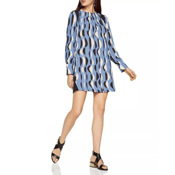 BCBGMAXAZRIA Karla Deco Graphic Print Shift Dress Multicolor Retro Mood Medium - Picture 1 of 10